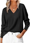 ANRABESS Sweaters pour les femmes manches longues V Cou Chemises Business Casual Work Blouses 2026 Hauts du chandail de pull-over à l'automne
