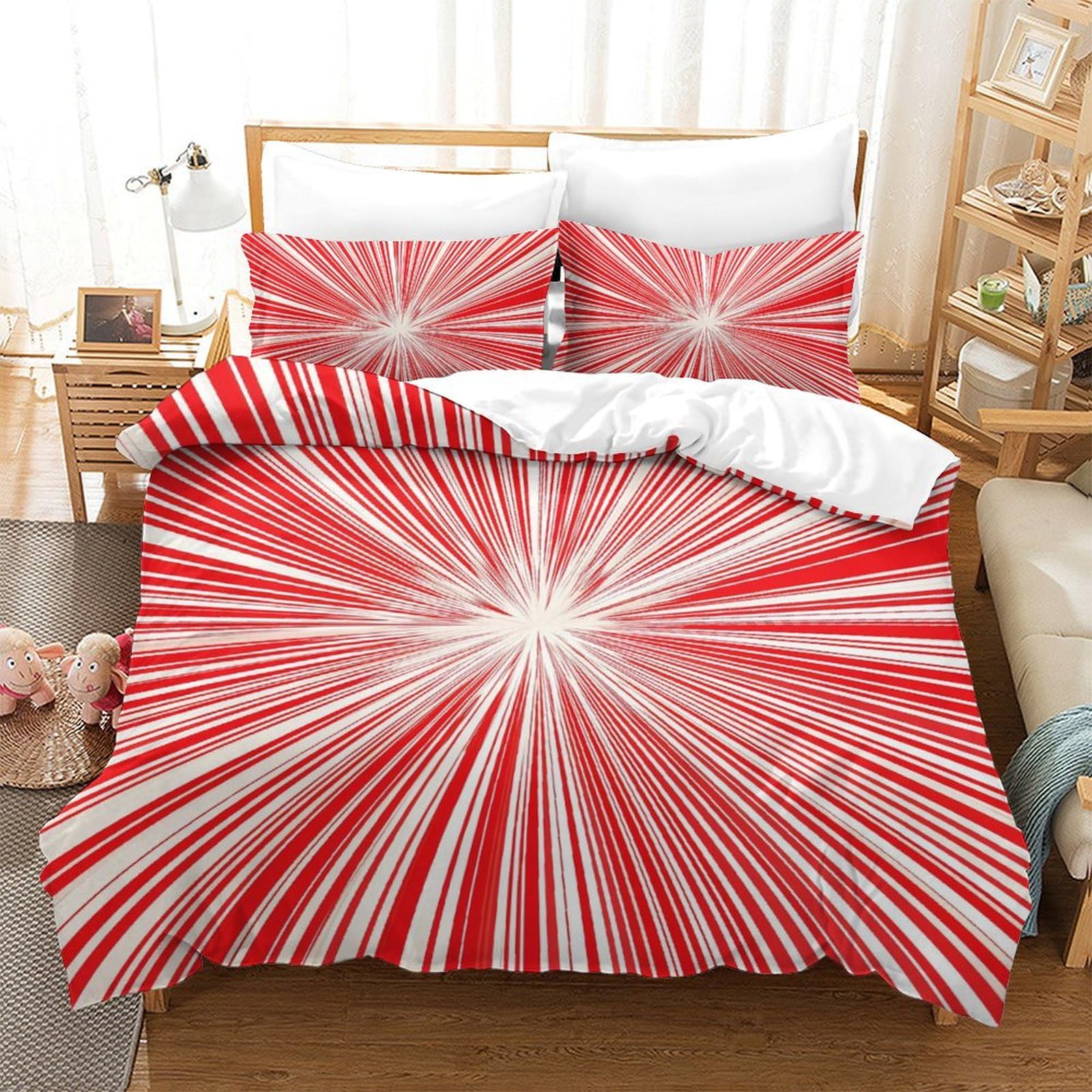 Housse de couette 3D 200x200 anti-plis en microfibre pour lit double enfants et ados