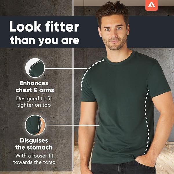 FM London 3/5-Pack Mens T Shirt - Premium Weight T-Shirts for Men with Lightly Fitted Design - Super Soft - Made with 100% Cotton - Stretch Fit for Any Occasion - Durable Comfort Fit - 2