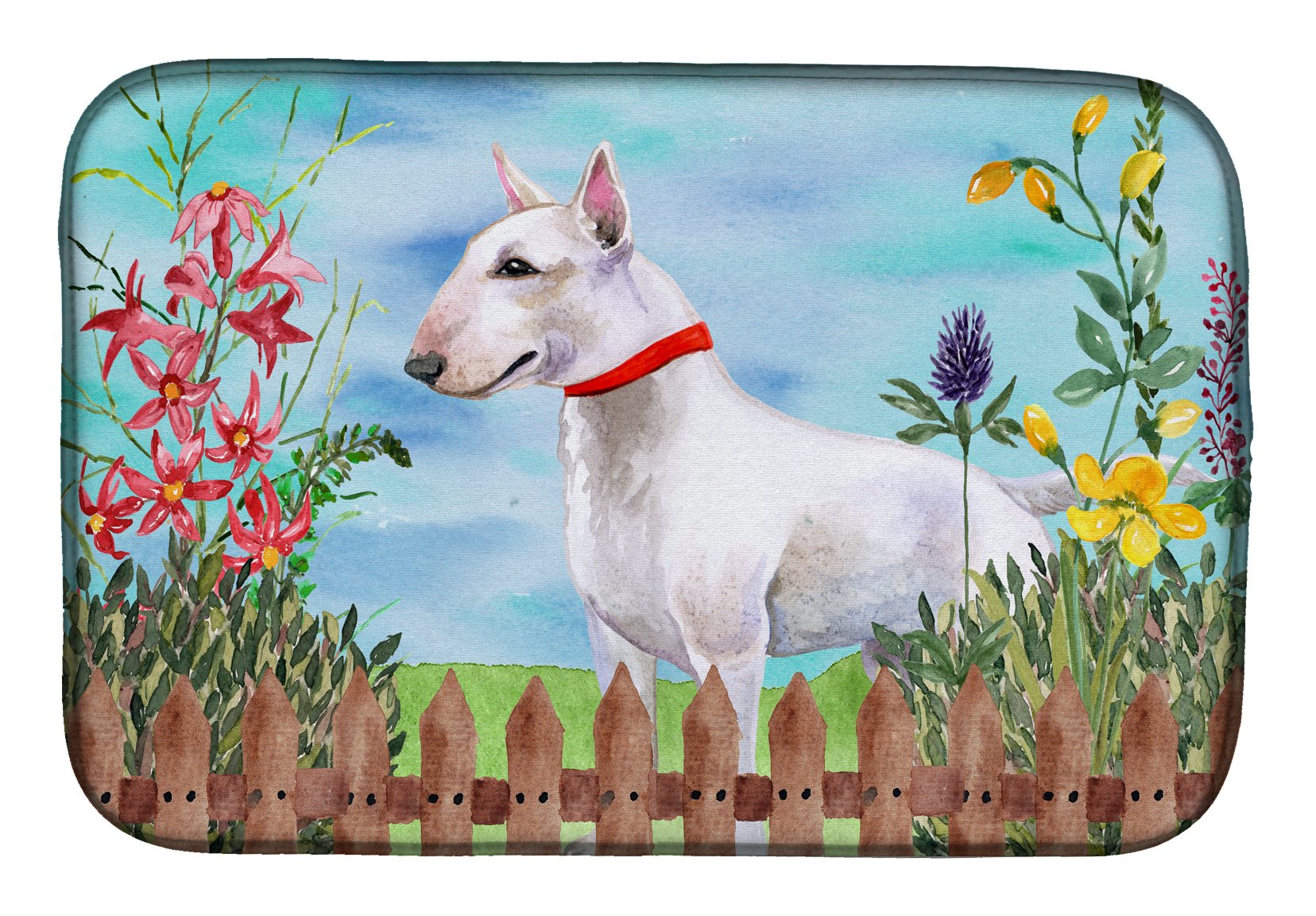 Alfombra absorbente Bull Terrier para secar platos en encimeras de cocina, 14x21 pulgadas