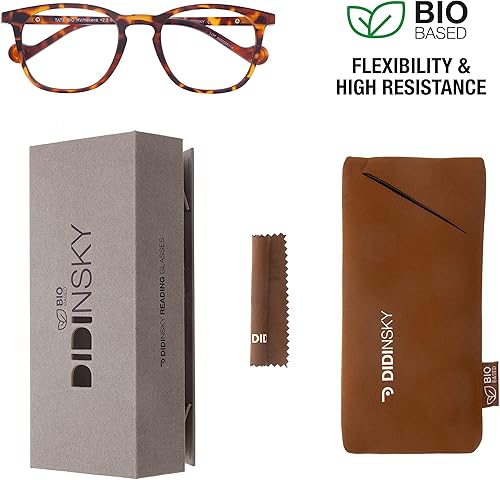 Miniatura 2 de DIDINSKY Gafas de lectura para presbicia para hombre y mujer, anti luz azul, táctiles de goma, patillas flexibles y lentes antirreflectantes. Habana