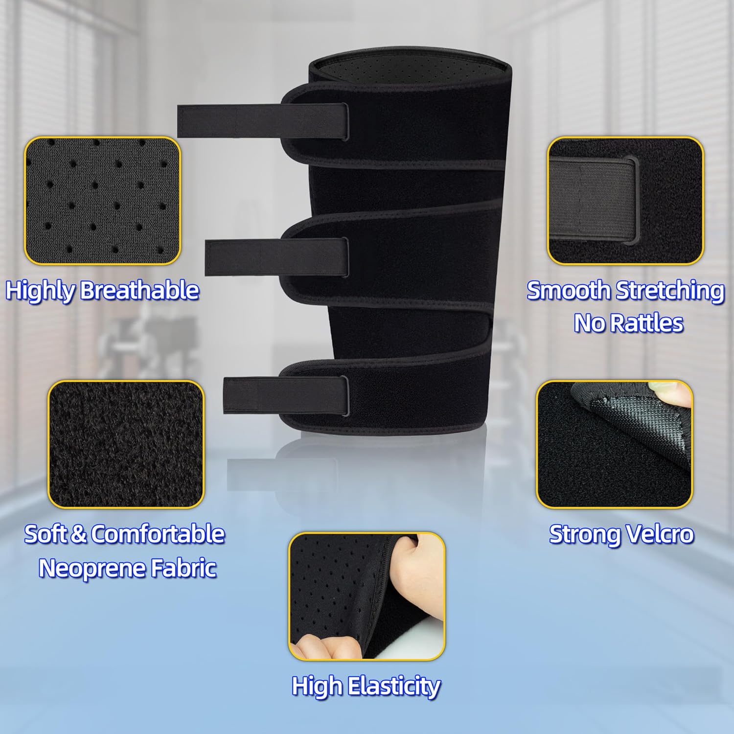 Hiball Adjustable Calf Brace for Men Women, Lower Leg Compression Wrap, Calf Compression Sleeve with Six Nylon Buckle Pressure Strips, Shin Splint & Calf Support for Torn Calf Muscle, Varicose Veins - Image 4