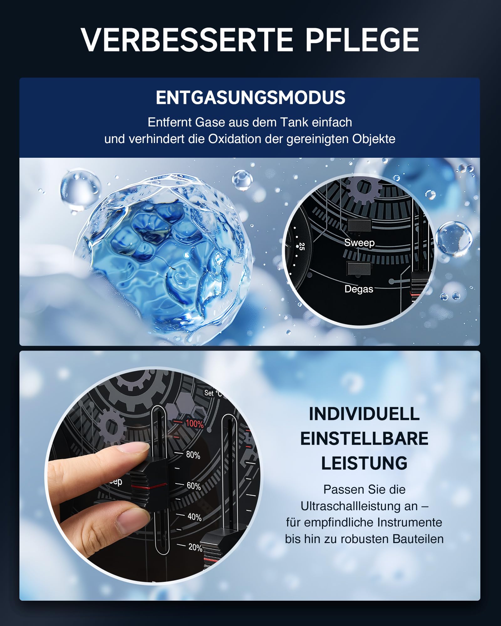 CREWORKS 15L Ultraschallreinigungsgerät Industriell, 33kHz 360W Ultraschallreiniger mit Sweep-Funktion, einstellbarer Timer und Temperatur, Teilereinigungsgerät mit Edelstahlkorb, 450W Heizleistung