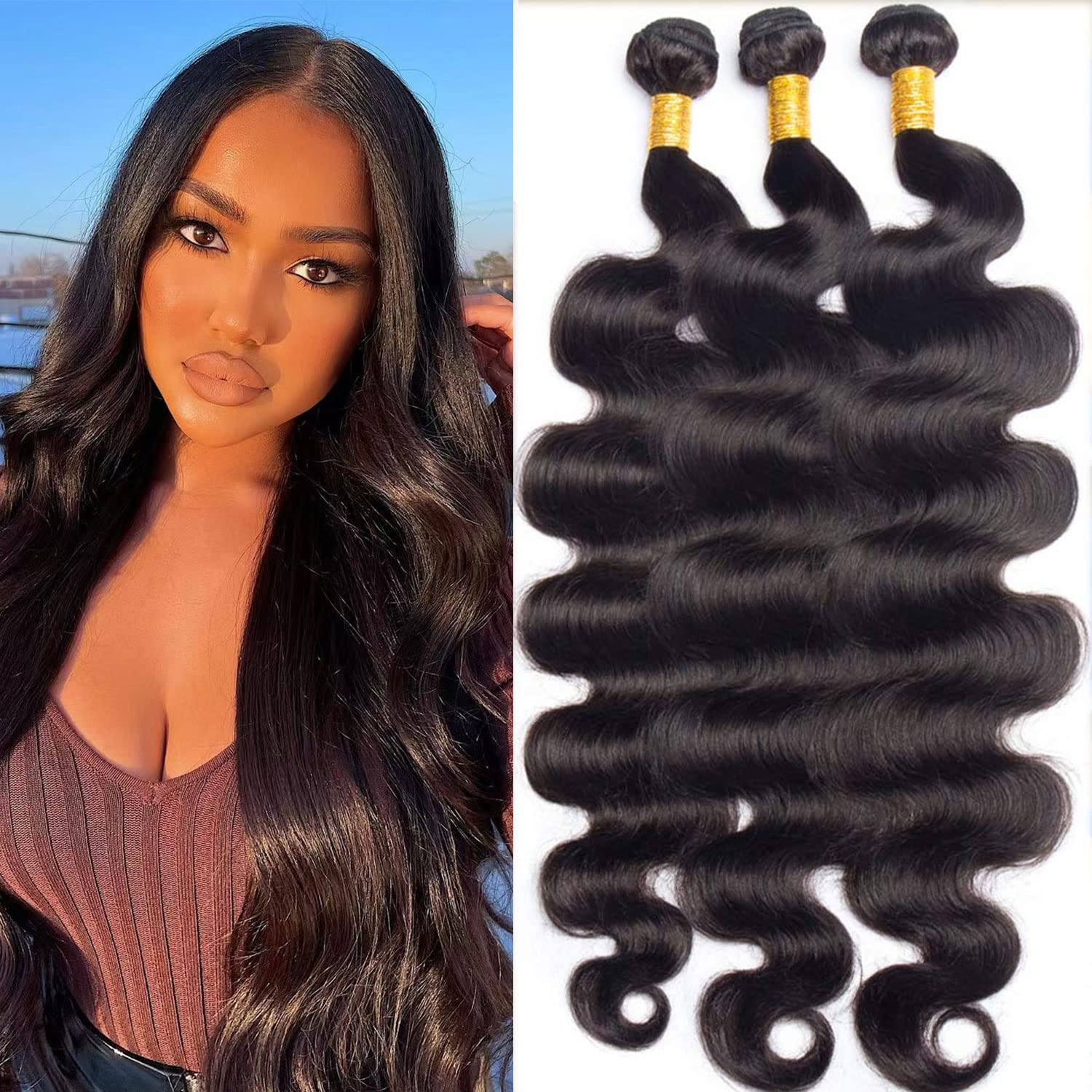10A Body Wave 3 Bundles 100% Unprocessed Body Wave Human Hair Bundle 26 26 26”Natural Color Virgin Body Weave Hair Remy Brazilian Body Wave Bundles hair extension