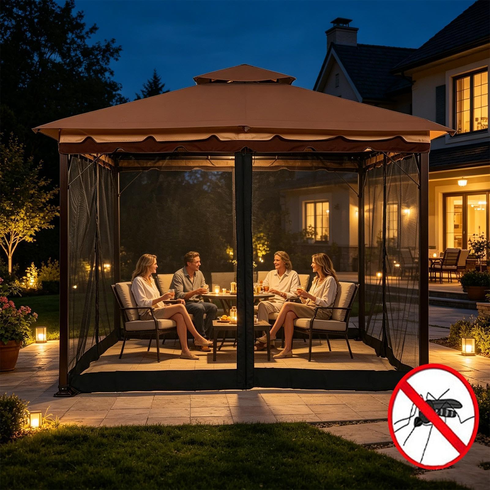 Zanzariera Patio Copertura 3,66 x 3,66 m Grande Pieghevole e Portatile | Rete Patio Anti-punture Per Uso Quotidiano Esterno E Interno, Giardino, Portico, Cortile, Casa, Camera Da