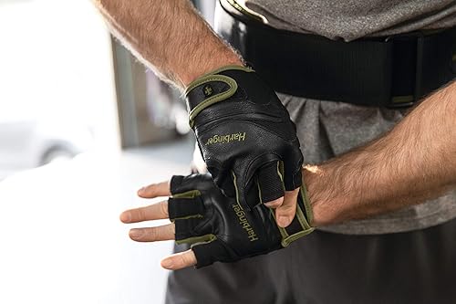 Miniatura 4 de Harbinger Flexfit - Guantes de levantamiento de pesas sin muñequera con palma de cuero acolchada flexible (par)