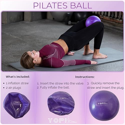 Miniatura 6 de Kit de yoga y pilates para mujer, 9 en 1, para el hogar y el estudio, con bloques de yoga, anillo de pilates, bandas de resistencia, pelota de yoga