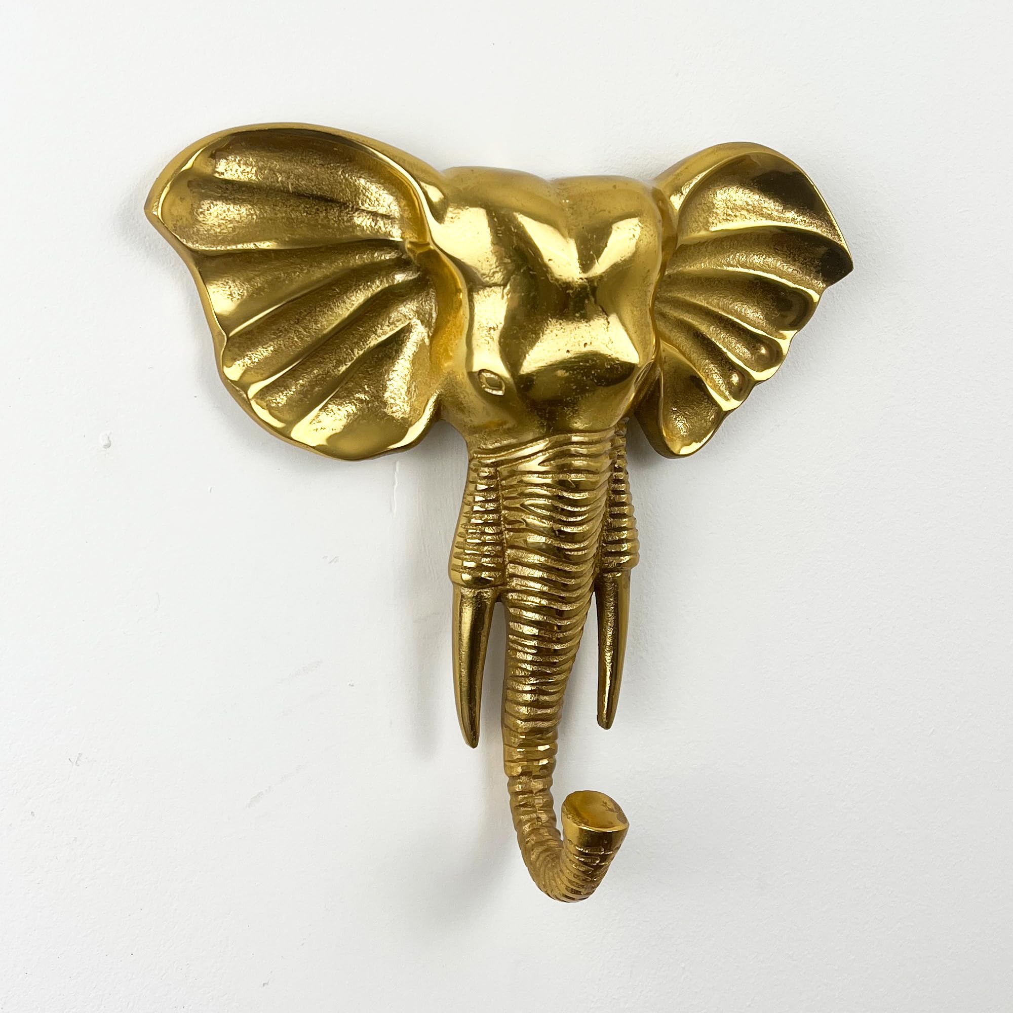 Alfie Francis 24.5cm x 24cm Metal Elephant Head Wall Hanging Sculpture Decoration Ornament 3D Art, Gold, 24.5L x 24W cm - Image 6