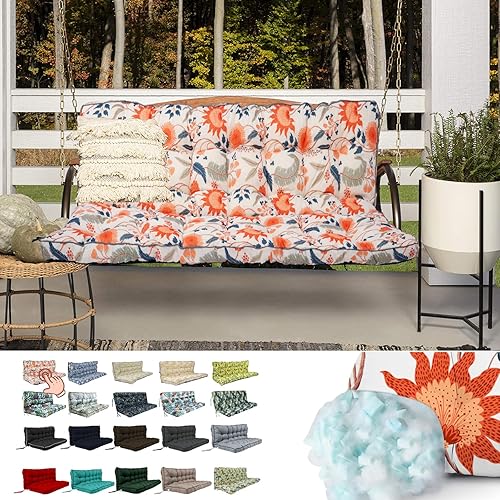 Miniatura 41 de Cojines de columpio para porche, cojines de columpio de 55 pulgadas para muebles de exterior, impermeables, repuesto de cojín grueso mejorado,
