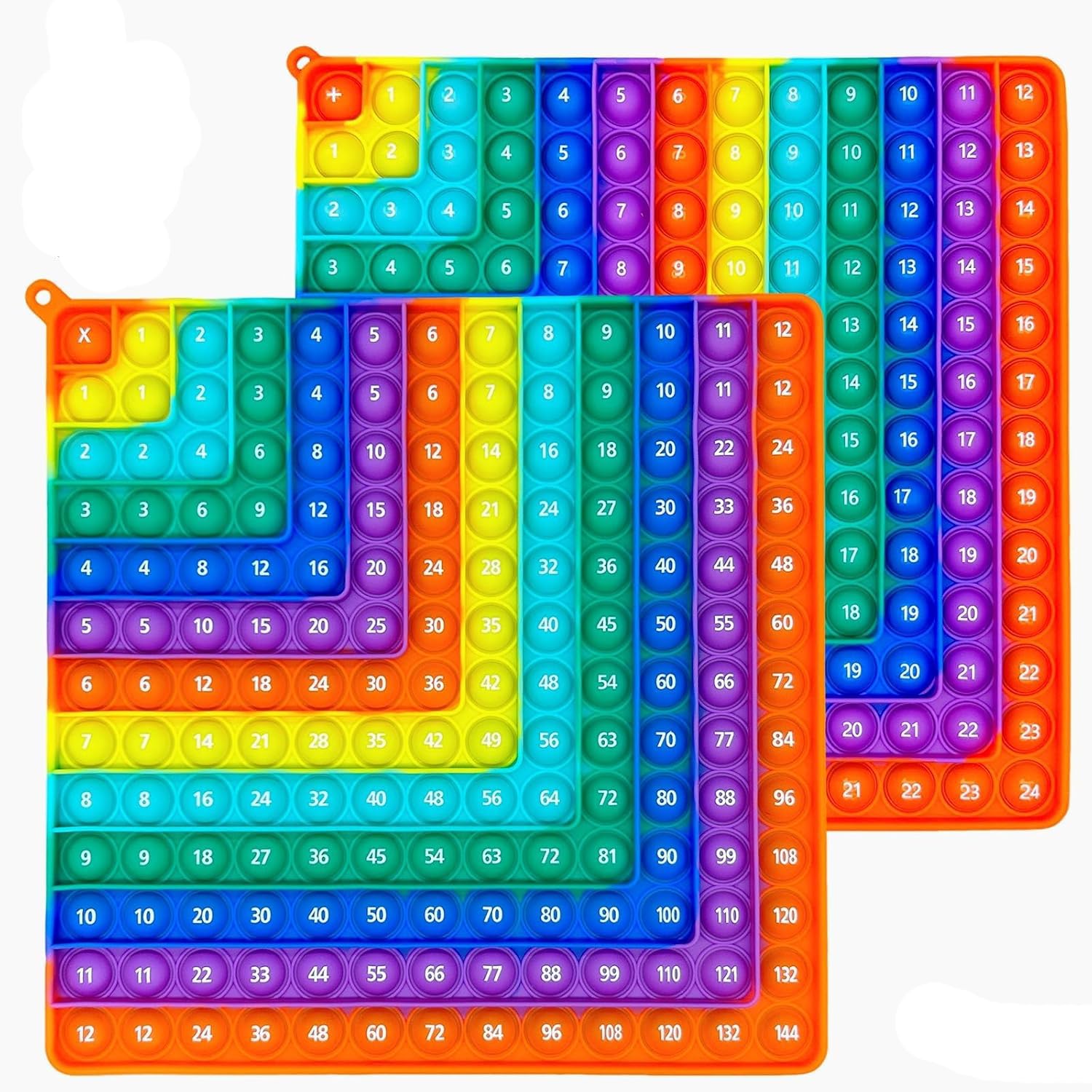 Times Table Poppet 12x12 Math Fidget Toy Double Side Multiplication Popper Addition Poppet Fidget Toy Relieve Stress and Anxiety 12x12&12+12 (Orange Dot Design 1-144)