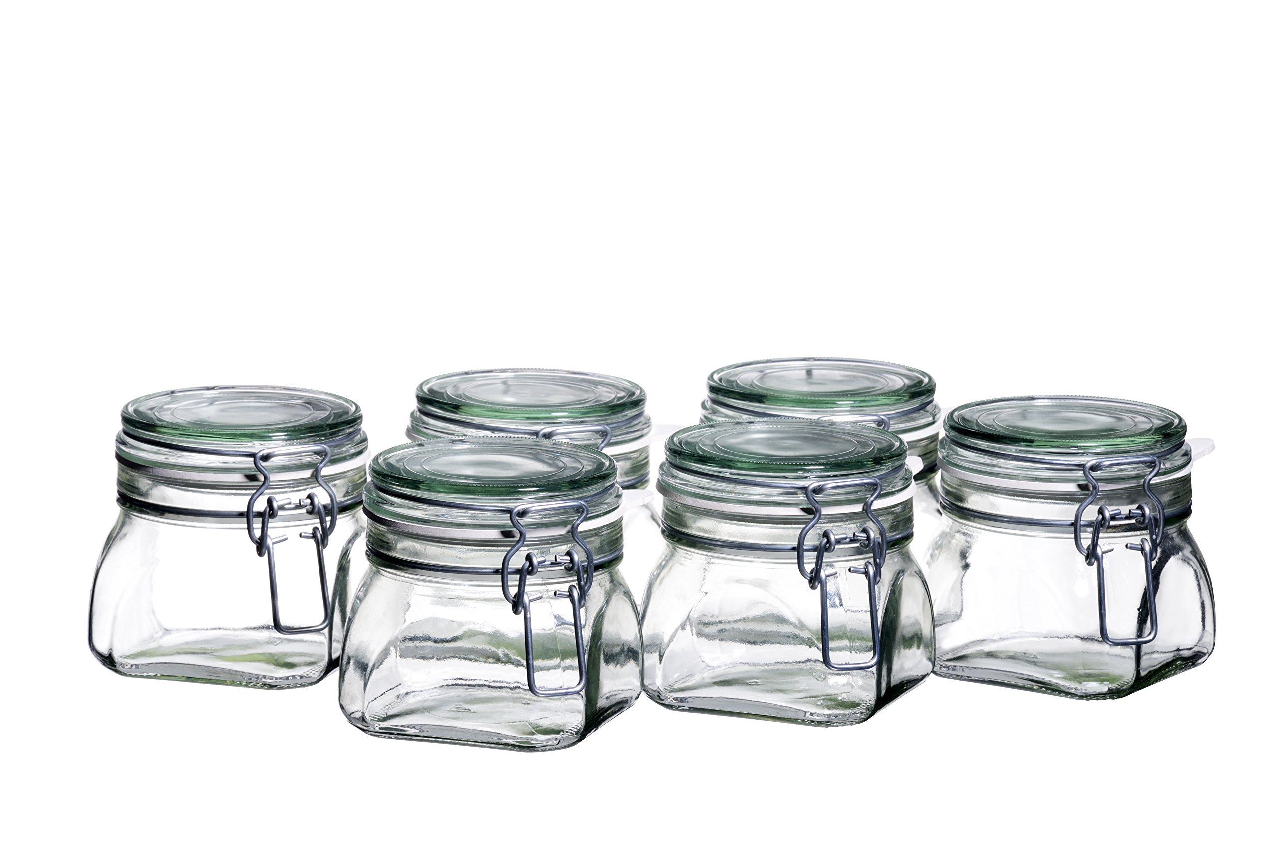 MÄSER 925338 Gothika, Einmachgläser klein, made in Germany, 6er Set à 500 ml, Vorratsgläser mit Deckel und Drahtbügel zum luftdichten Aufbewahren, Einkochen und Einlegen, Glas, transparent