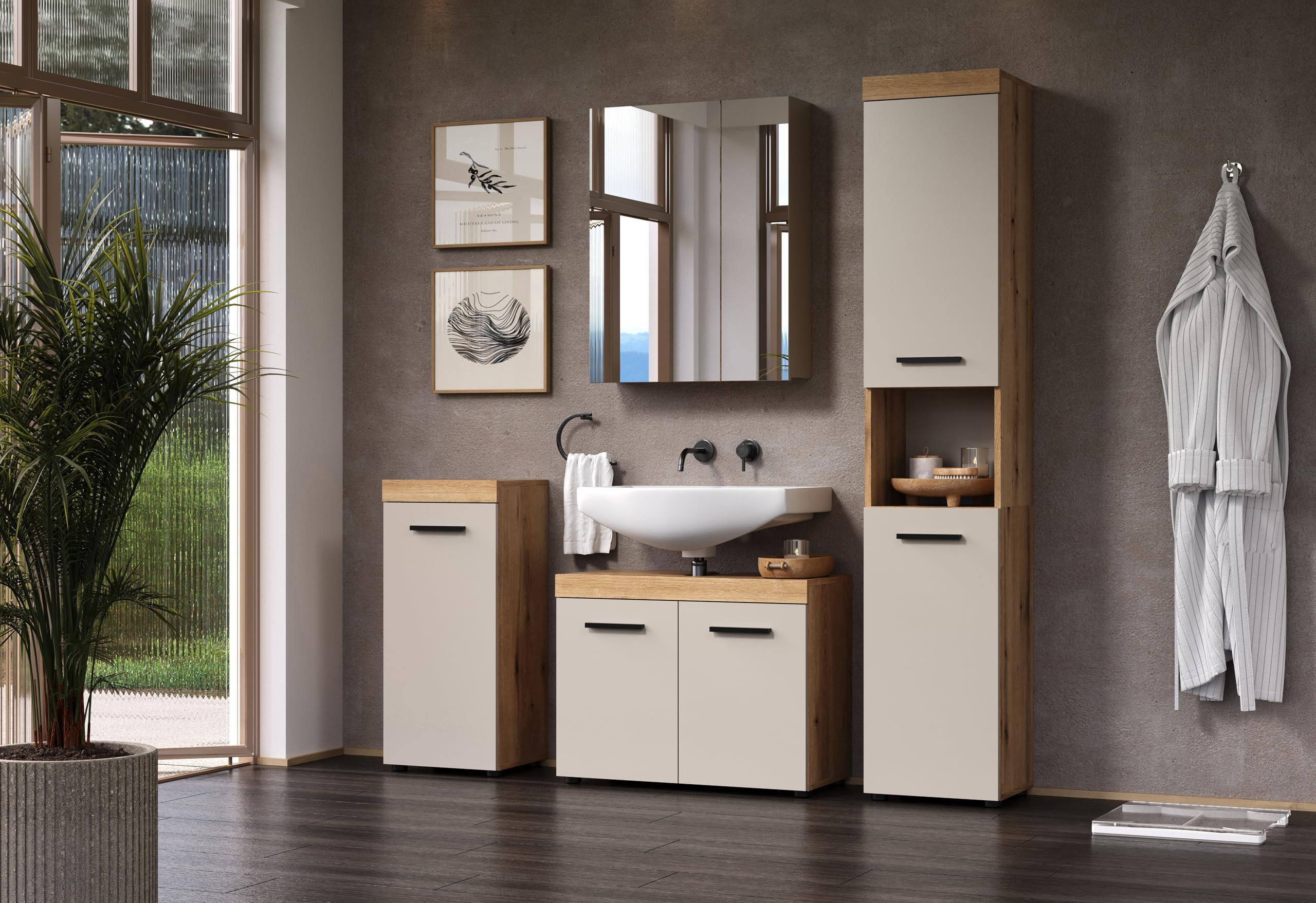 Hochschrank Ivrea Evoke Eiche / Kaschmir · B 36 x H 184 cm