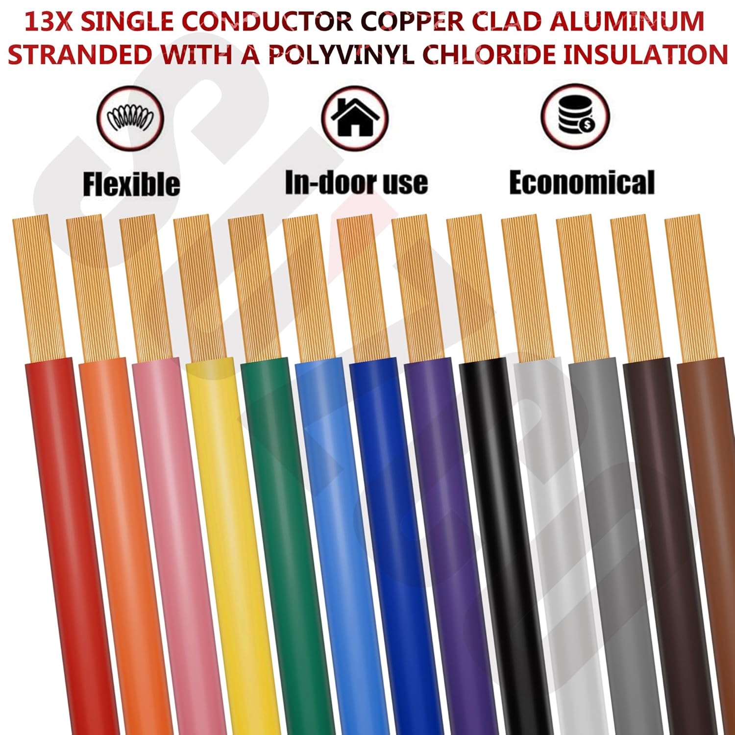 SUZCO 13 Rolls 14GA Automotive Primary Wire Spools, 13 Colors Single Conductor Car Audio/Trailer CCA Low Voltage Wiring, -20°C-105°C, SAE J1128/SAE J-1560/M1L56A/MS3450 (100FT/Spool, 1300FT)