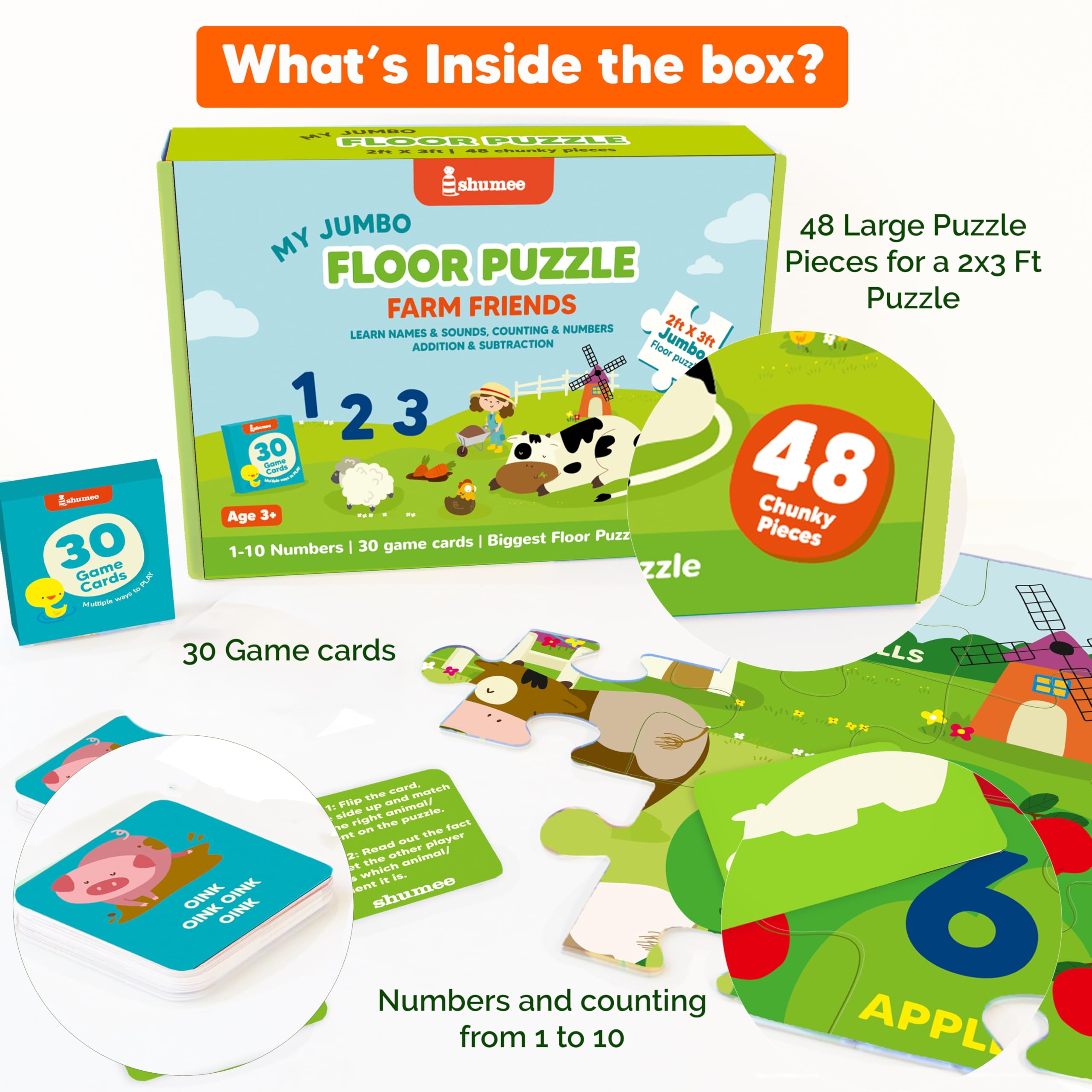 Shumee Educational Farm Floor Puzzle Mats |48 Piece Talent Puzzle Set — Amazon image 2