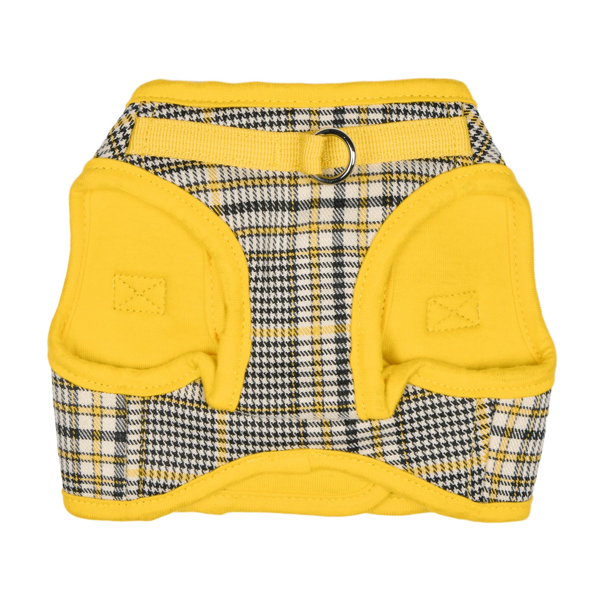 Puppia Lucas - Arnés de chaleco B (escalón), arnés de primavera y verano con patrón a cuadros para perros pequeños y medianos, amarillo, pequeño