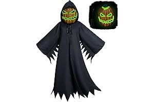 Kids Halloween Scary Pumpkin Monster Ghost Costume Robe with Evil Mask Available in Height 43-69“