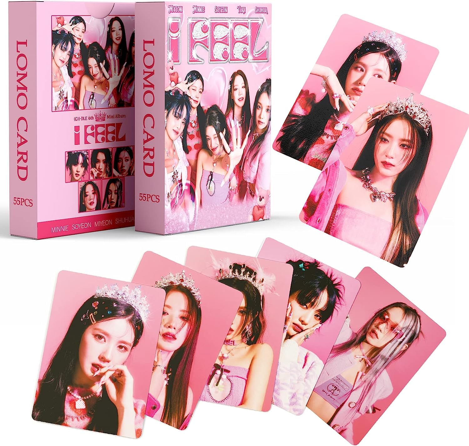 Pretocter 55 Pcs GIDLE Photocards (G) I-DLE I FeeL Album Cards KPOP (G) I-DLE Lomo Cards GIDLE New Album Postcards GIDLE Season's Greetings Photocard Gift for Fans (G) I-DLE Merch Photo Cards