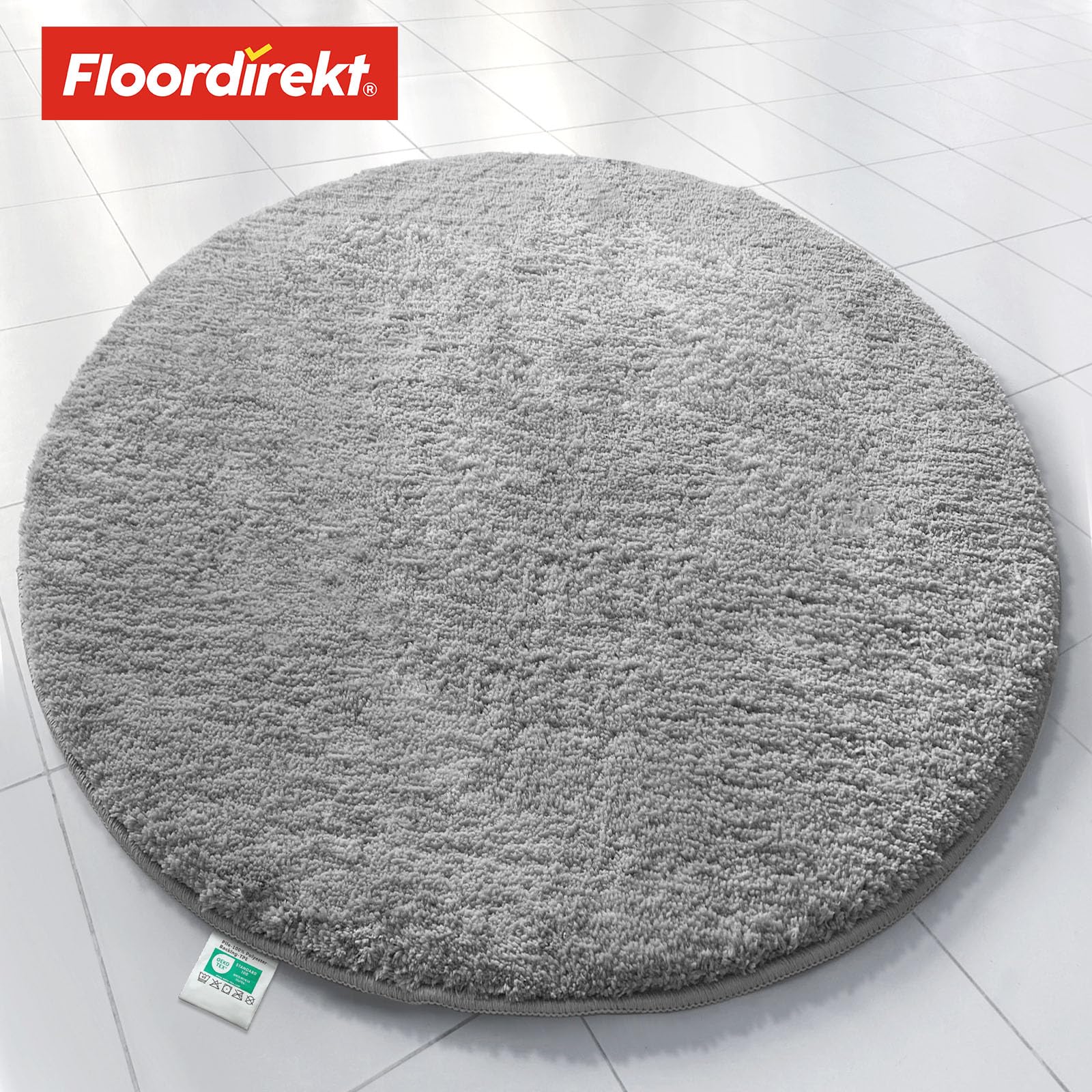 Floordirekt Badematte Sky, Badteppich in Rund, Dichtes, Flauschiges Wohlgefühl für Ihr Zuhause, Badvorleger rutschfest waschbar, schadstoffgeprüft (Silbergrau, 120 cm (Rund))
