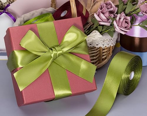 Vista 303 de Cinta de satén sólido azul real de 1 pulgada, cinta de tela artesanal de 50 yardas para envolver regalos, ramos florales, decoración de fiesta