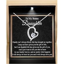 Larvincy Bonus Daughter Gifts from Stepdad Stepmom With Heartfelt Message & Elegant Box - Jewelry Gifts For Stepdaughter, To My Bonus Daughter Necklace On Birthday Graduation Wedding Christmas & More
