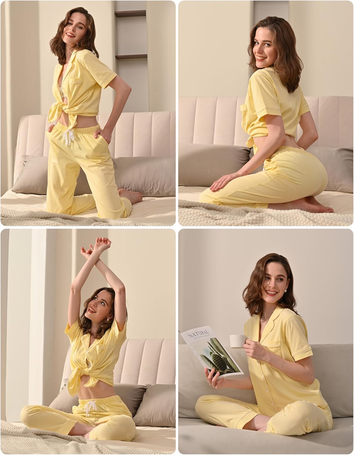 100% Cotton Pajamas for Women Sets 2 Pieces Pjs Button short sleeves with Pockets Soft Sleepwear Loungewear XS-XXL - Image 5