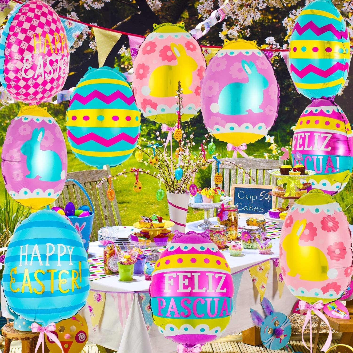 20 PCS Easter Egg Balloons, Happy Easter Foil Balloons, Egg Mylar Balloon for Party Decorations Supplies