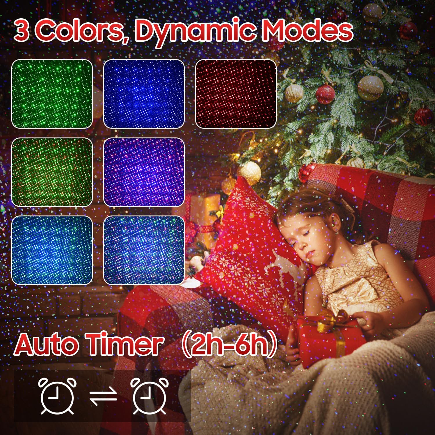 Christmas Projector Lights Outdoor, 2025 Upgraded RGB Laser Landscape Light with All-Metal Casing for Superior Cooling & Durability, IP65 Waterproof, Remote Timer for Yard, Holiday, Party Decor