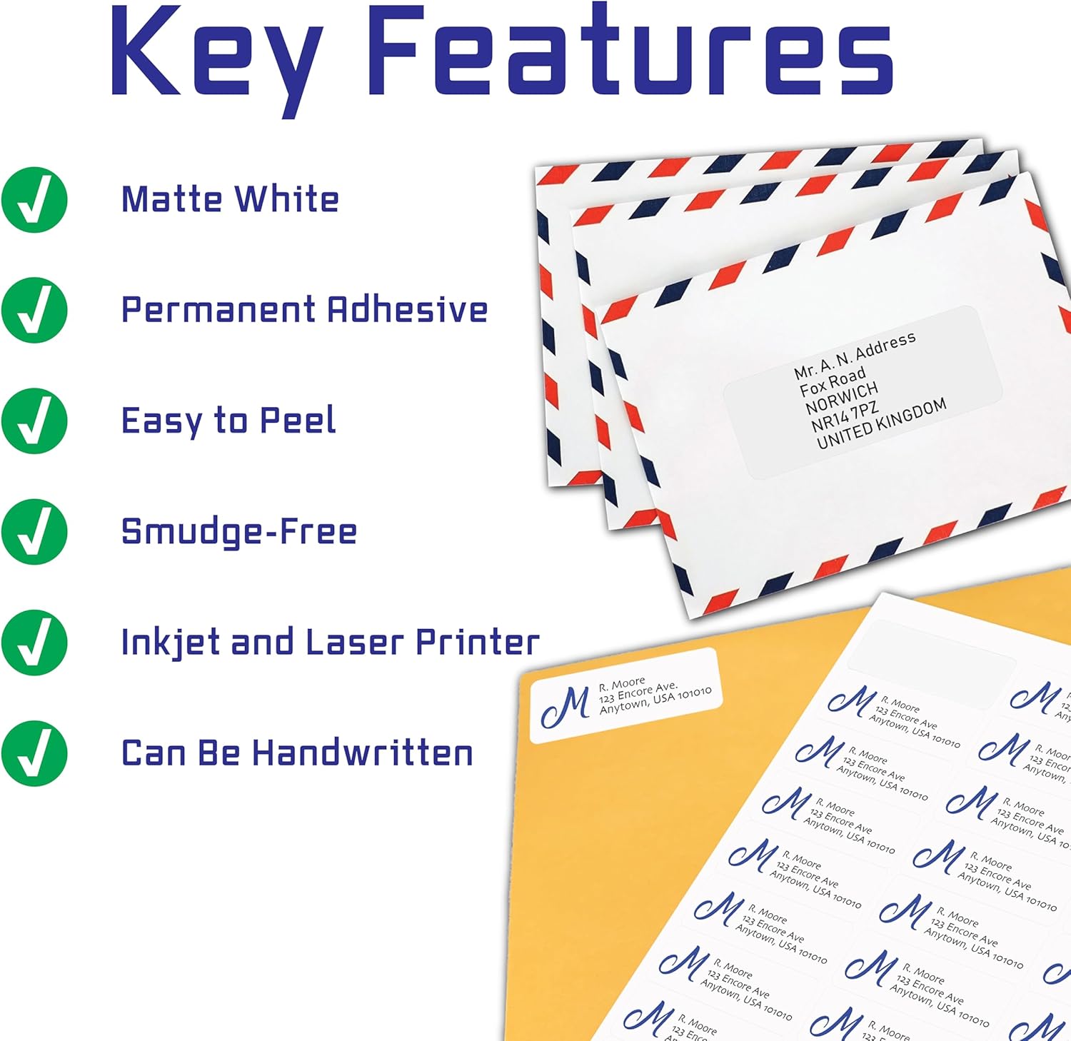 Printable Shipping Address Label Easy to Peel | 1.75" x.50 Customizable Stickers White | 800 Count | 10 Sheets Total | Permanent White Matte | Compatible with Inkjet and Laser Printer | Blank Labels - Image 4