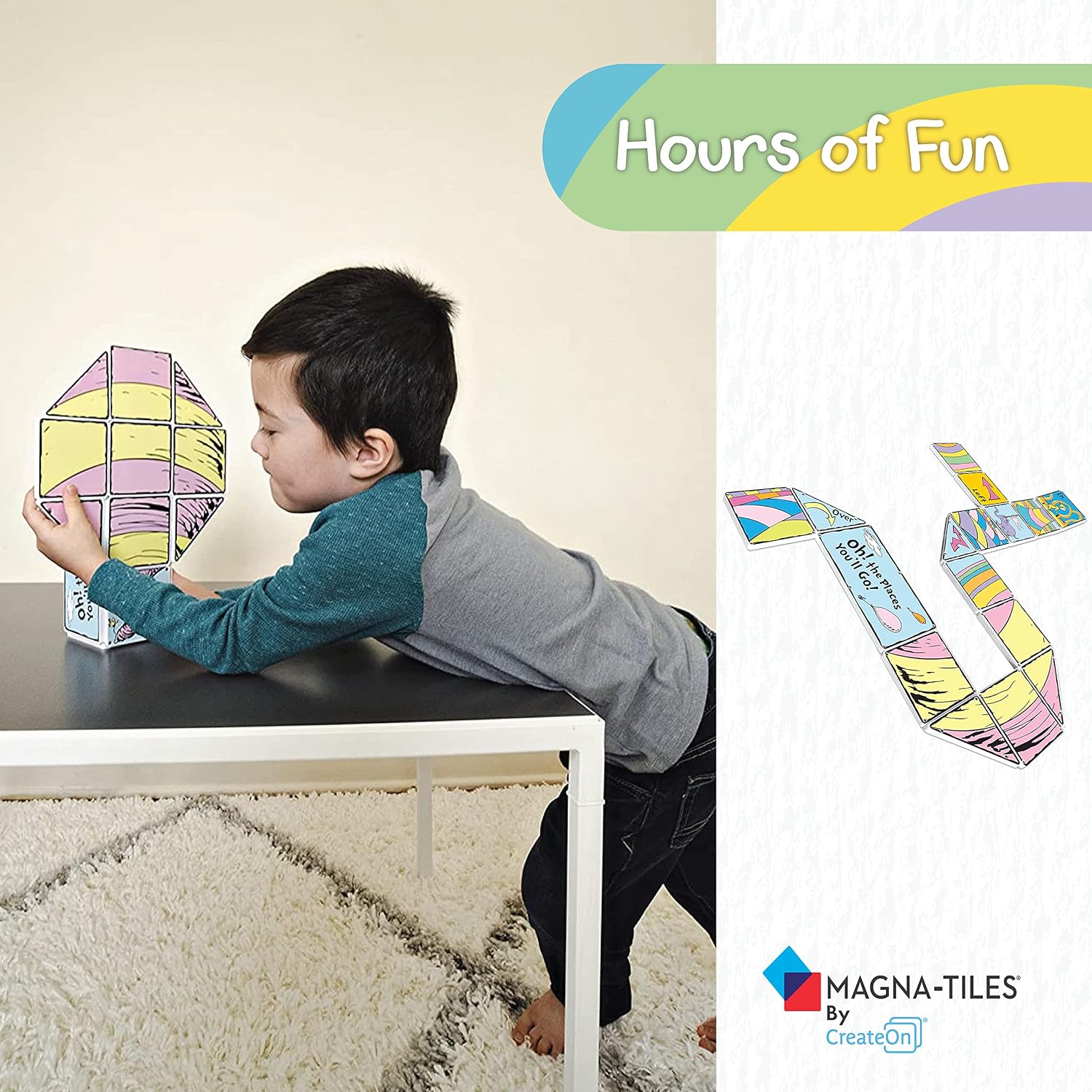 Dr. Seuss Oh! The Places You'll Go! Magna-Tiles Structure Set, Original Magnetic Building Tiles Making Learning Fun and Hands-On, Versatile Educational Toy for Kids Ages 3 Years +