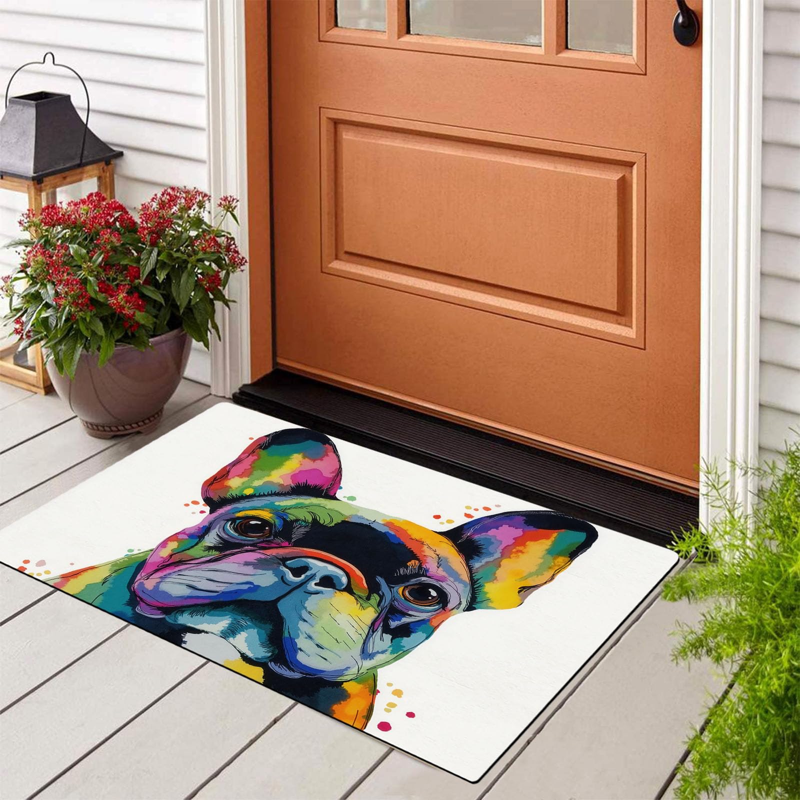 Tapis de sol Bouledogue Français antidérapant pour cuisine et entrée sécurisée 50x80