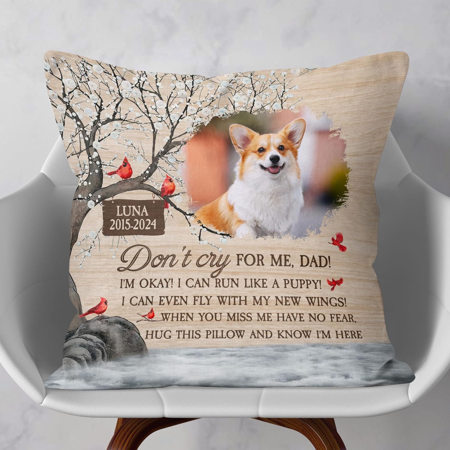 Pandzee Personalized Pet Memorial Throw Pillow with Photo