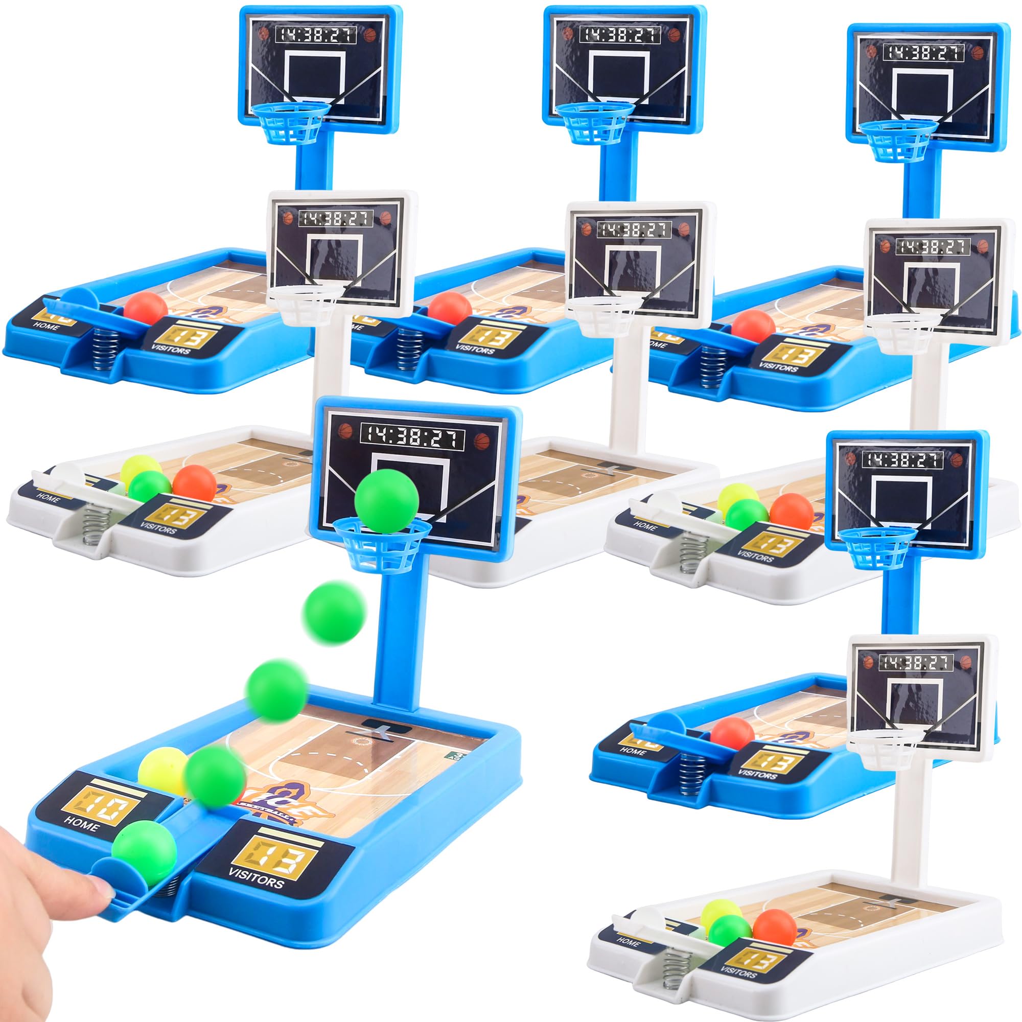 8 Pcs Mini Tabletop Basketball Game - Desktop Basketball Toys Shooting Game for Kids, 2 Colors