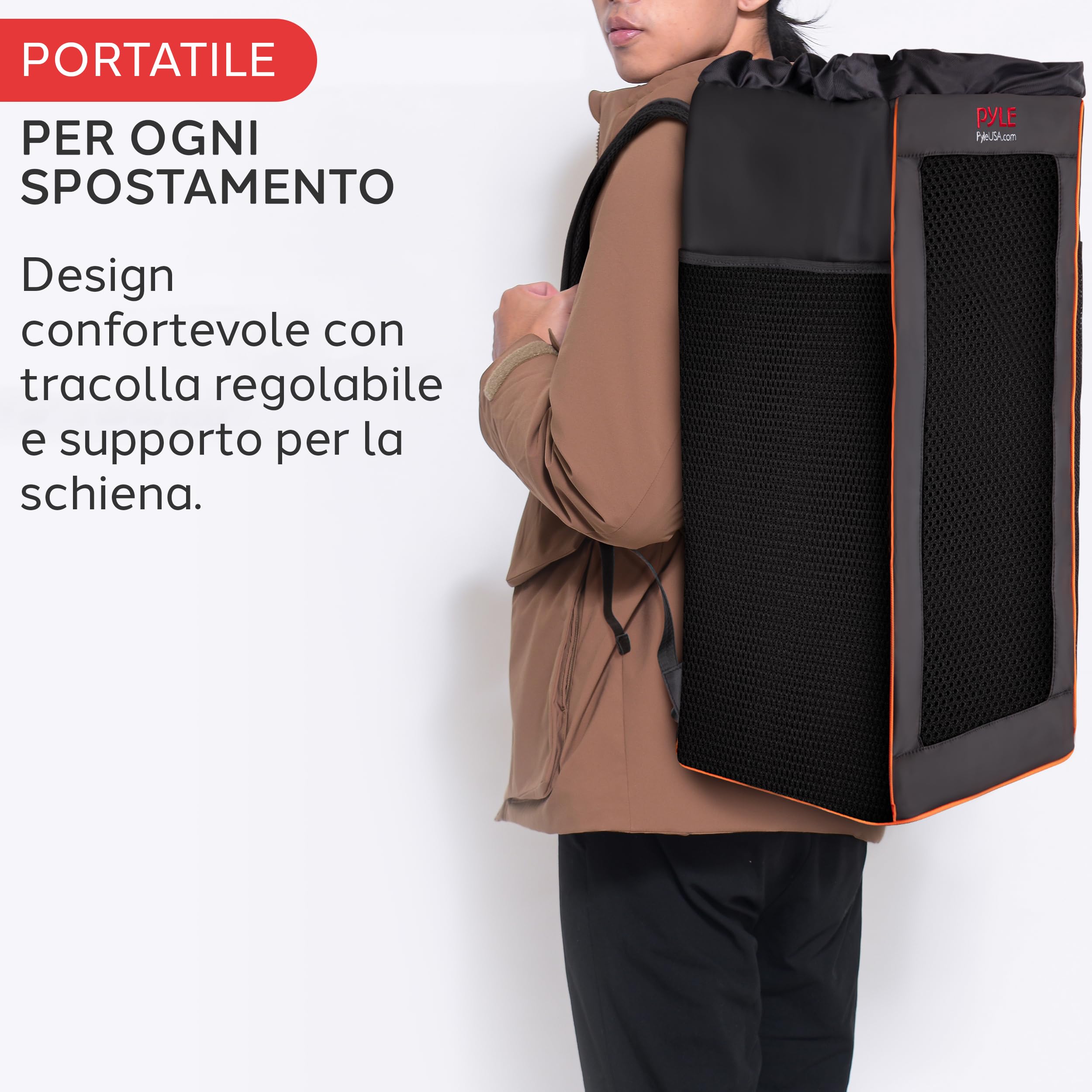 Pyle Borsa Portatile Impermeabile Custodia Antistrappo con Spallacci Regolabili Tasche Laterali e Chiusura a Coulisse 30x30x67 cm per Cassa Bluetooth, Altoparlante Portatile, Speaker