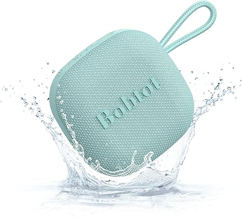 Bobtot Altavoz Bluetooth portátil inalámbrico, IPX7 pequeña ducha impermeable altavoz, tiempo de reproducción de 16 horas, sonido fuerte y estéreo