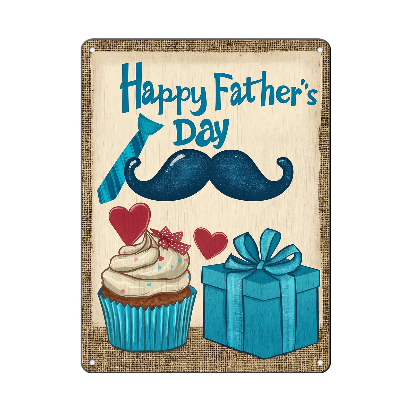 Anceky Vintage Tin Sign Happy Father's Day Metal Sign Retro Wall Decor for Garage Home Cafe Bar Club Office 12×8 Inch
