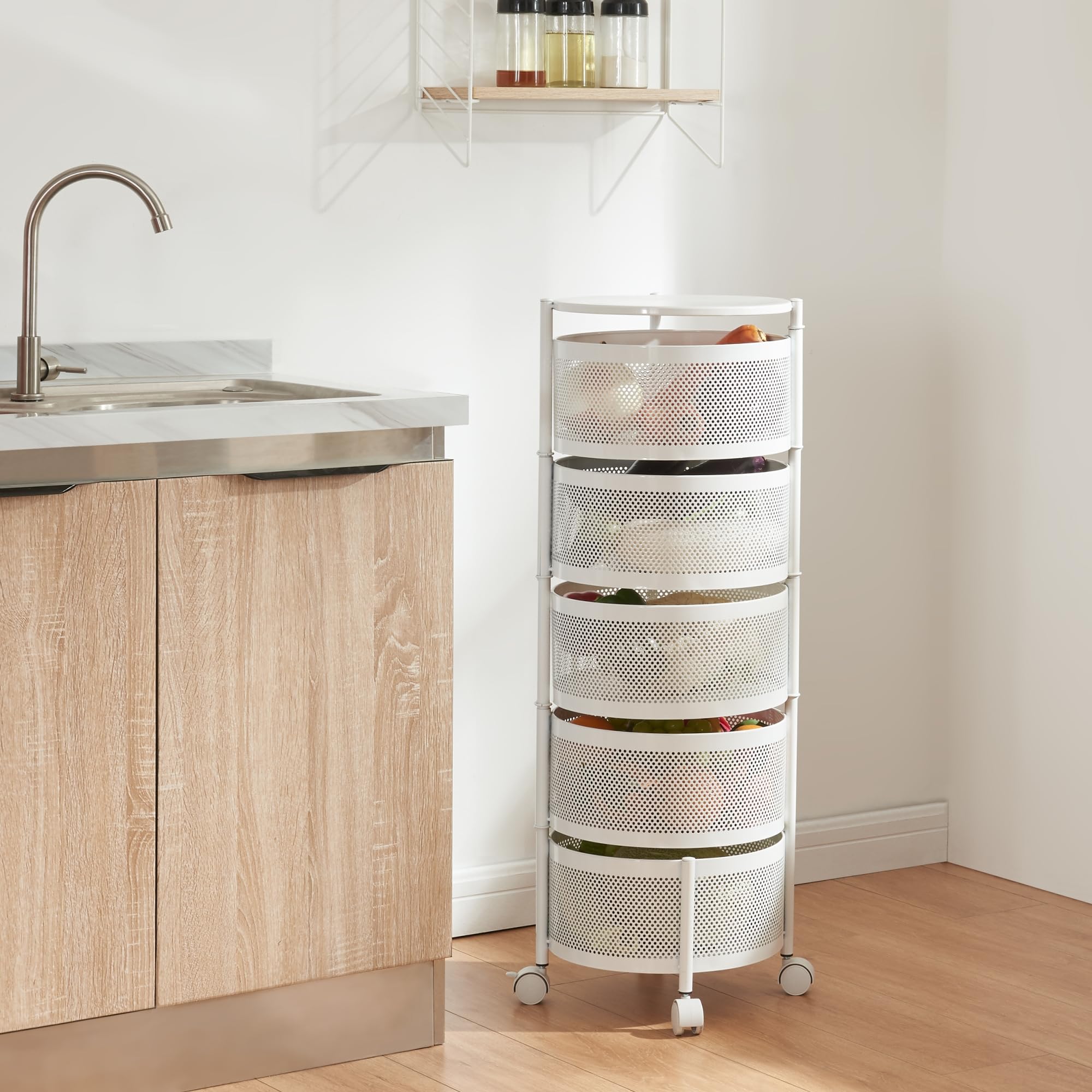 en.casa] Keukentrolley Steigen met 3 niveaus keukenrek op wielen
