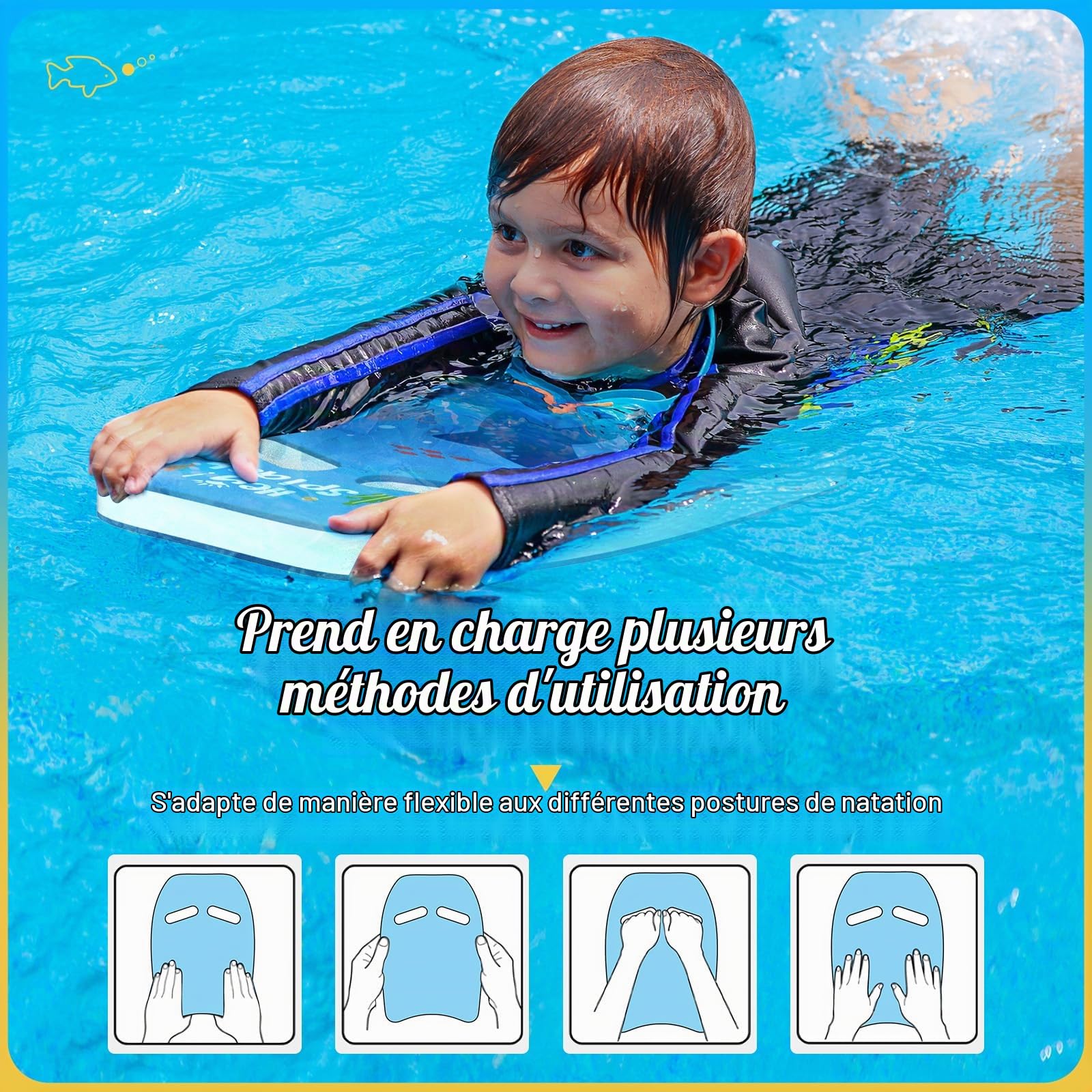 HeySplash Planche de Natation Enfants, Planche de Piscine | Aide d'Entraînement de Natation avec Dessins Mignons pour Enfants, Planches Auxiliaire Sécurisée pour Jeunes Débutants