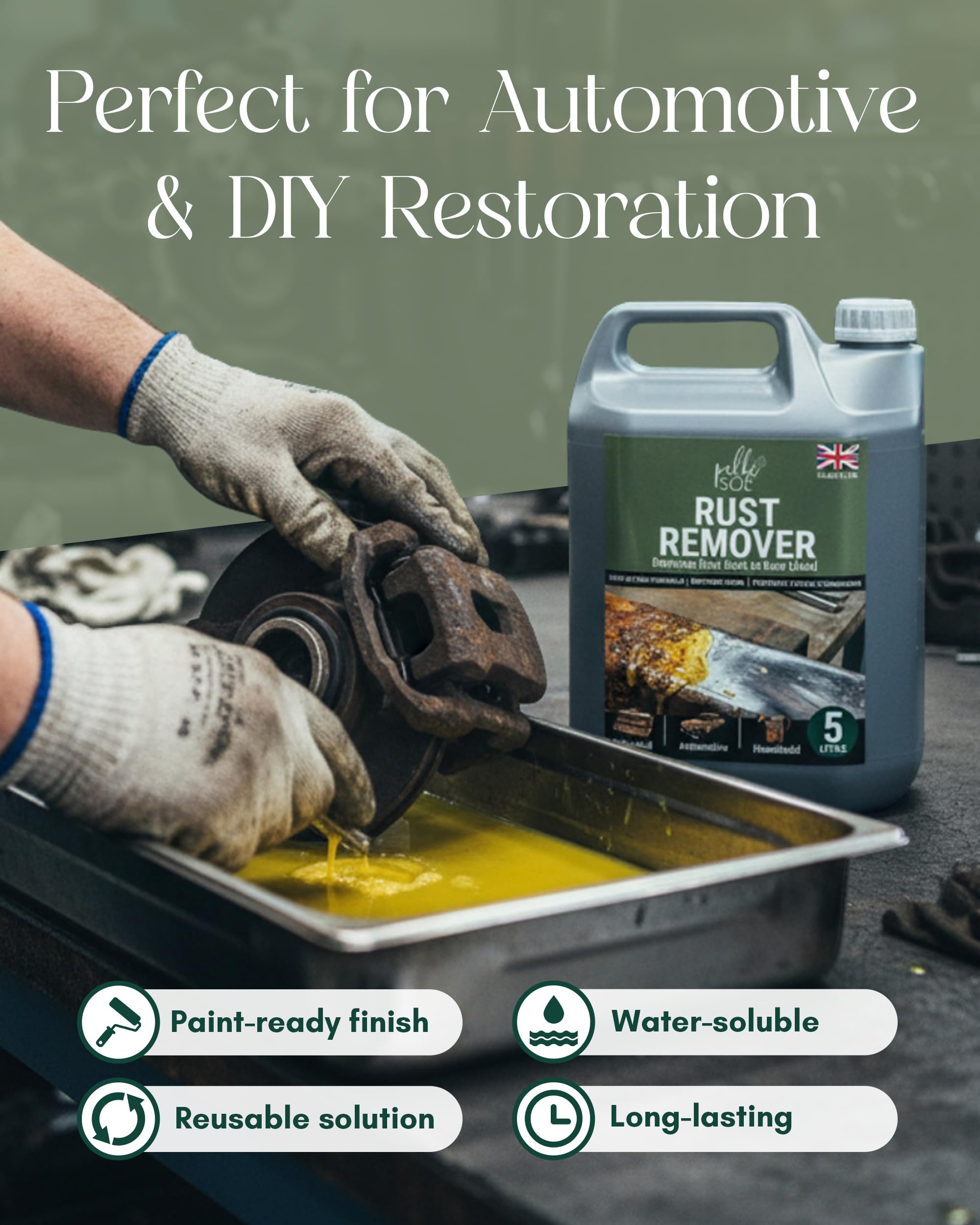 Pelle & Sol Rust Remover Solution Ready to Use – Heavy Duty Rust Remover for Metal, Iron, Steel, Aluminium & Chrome – Water Soluble Rust Treatment for Indoor & Outdoor Use — view 5