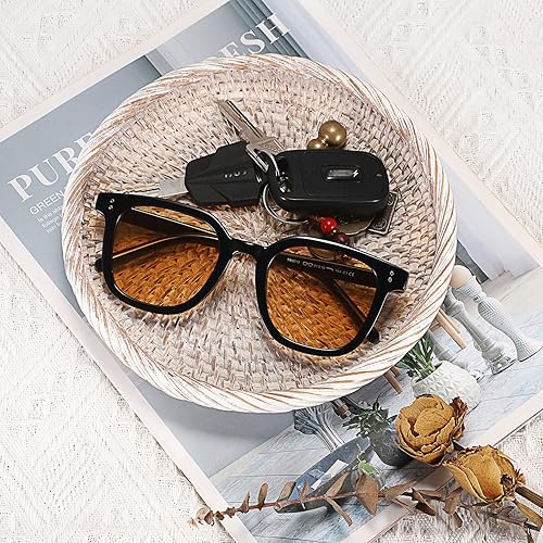 Miniatura 4 de Hipiwe Cesta pequeña para llaves para entrada, cesta redonda de mimbre tejida de 7.6 pulgadas, bandeja para servir frutas, cesta tejida para