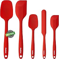 Vista 14 de Anaeat Juego de 2 Espátulas Delgadas de Silicona - Mini Espátulas para Servir Brownies - Volteador Spurtle Antiadherente para Cocinar Fácilmente