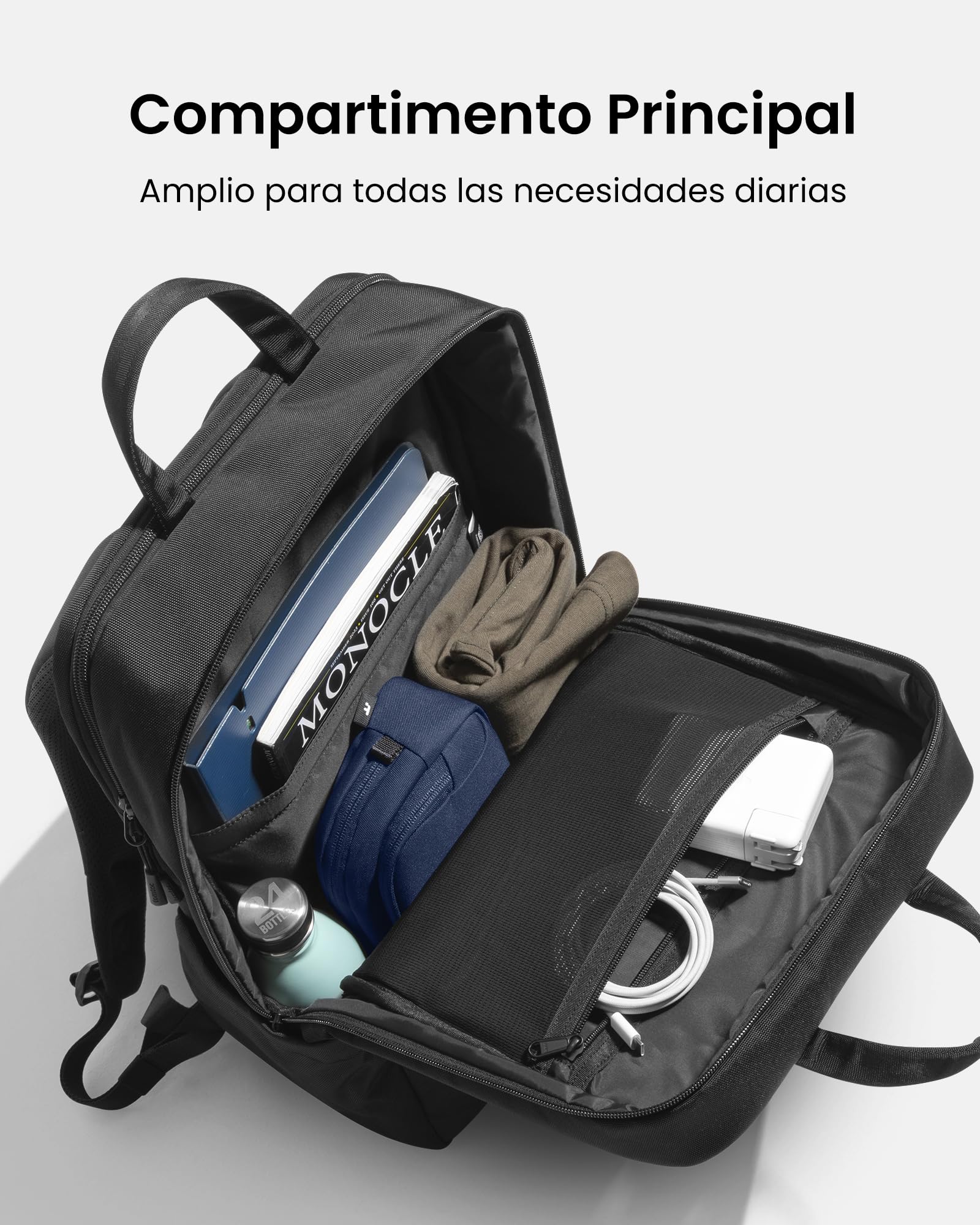 tomtoc Mochila Compacta para Portátil de 15,6-17,3 Pulgadas, Mochila de Uso Diario de 24L, Mochila Profesional, Bolsa de Trabajo con Pasacables para Negocios, Viajes al Trabajo