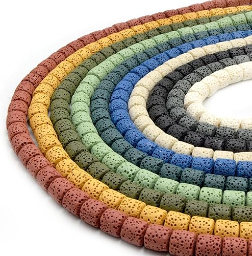 Miniatura 2 de Cuentas de lava  Difusor de aceite esencial de barril y tubo  Suministros de joyería difusora  0.315 in x 0.315 in, verde oliva