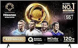 Hisense Smart TV UHD 4K Mini LED 55' Polegadas 55U6N Google TV, Processador com AI, HDR10+, Dolby Atmos, Sports Mode, Game Mode Plus e Compatível com Alexa