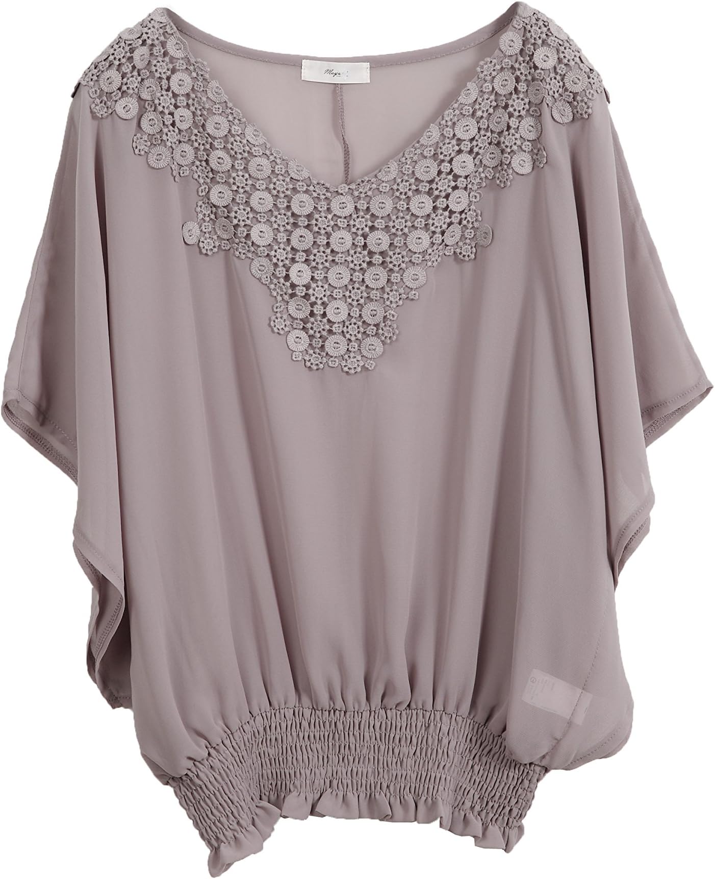 Mayuki Women's Crochet Chiffon Top With Butterfly Sleeves