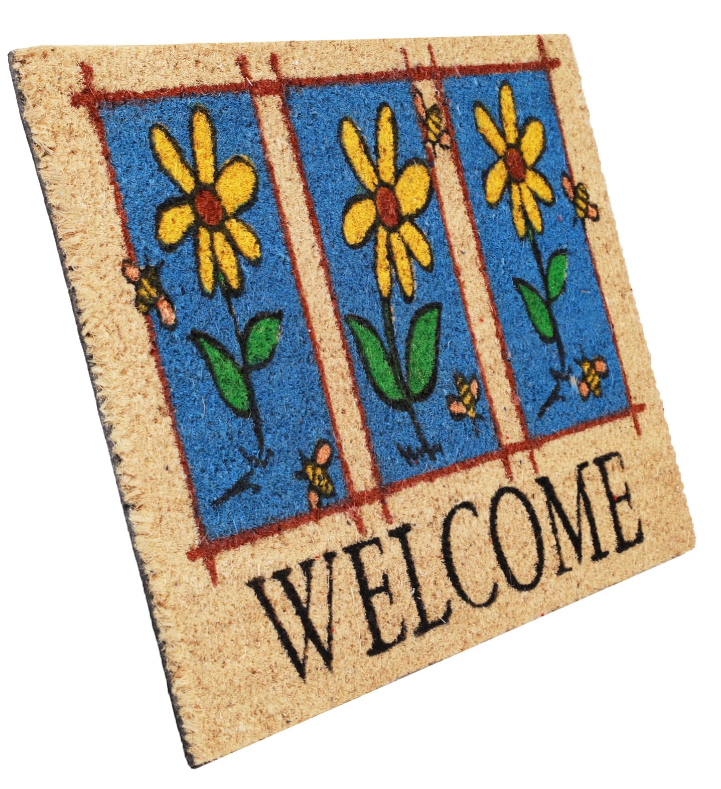 Betz 3er Kokosmatte aus 100% Kokos - Fußmatte - Fußabstreifer –Schmutzfangmatte Muster Welcome Größe 40 cm x 60 cm x 1,5 cm