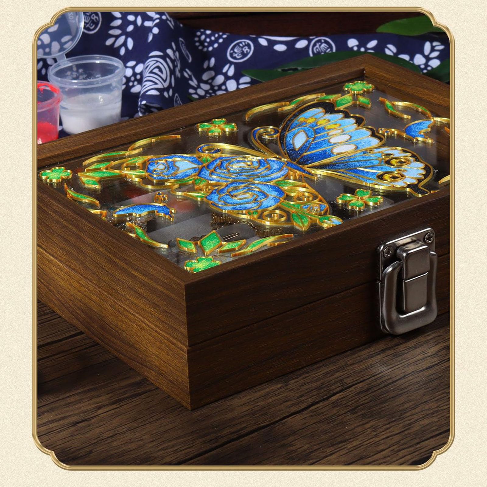 Set Fai-da-Te Scatola di Gioielli in Smalto cloisonné, Set Artigianale Tradizionale Senza Filigrana per Adulti, per Decorazioni Domestiche, Feste,4,20 * 15 * 5.2cm