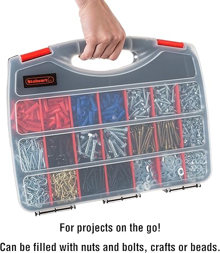 Miniatura 6 de Caja organizadora de herramientas con divisores - Organizador portátil de 23 compartimentos para piezas pequeñas Caja de herramientas portátil con