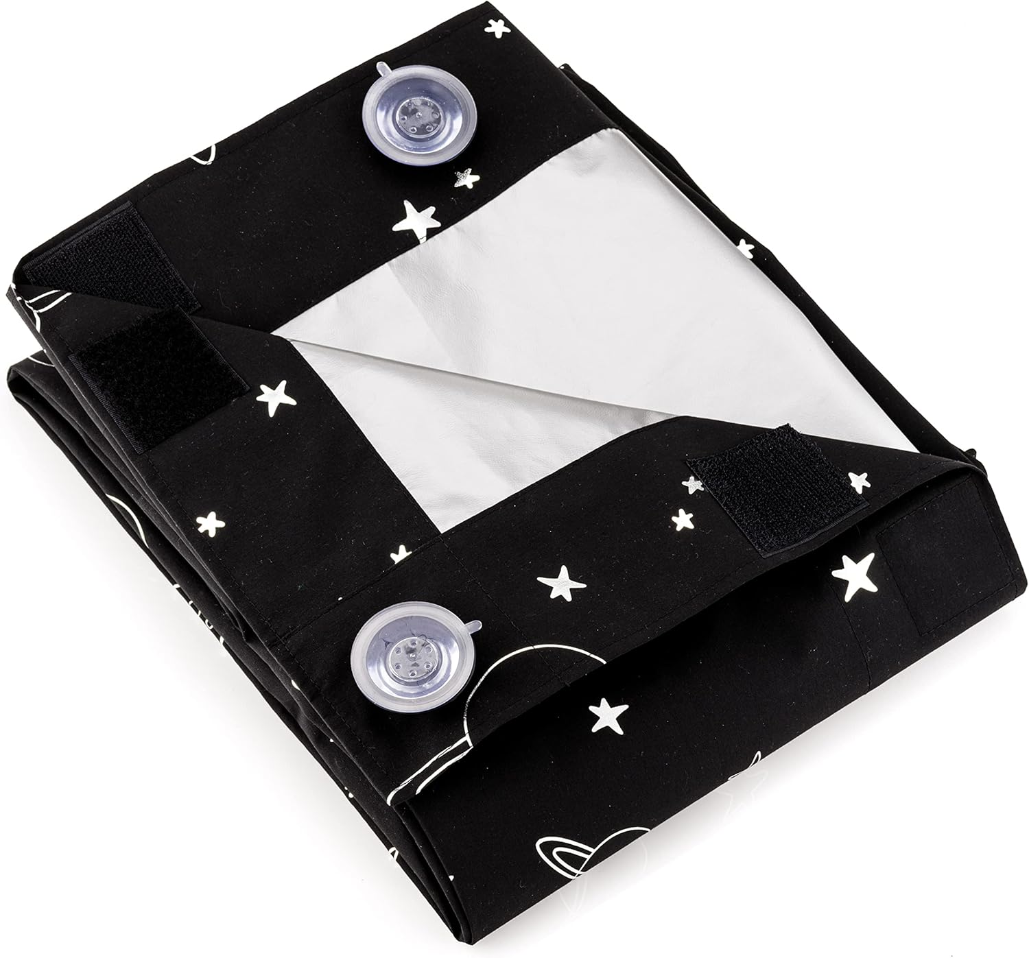 Portable Blackout Blind For Bedroom, Nursery and Travel with Lockable Suction Cups, Reflective Silver Lining, Adjustable Size, Planets Pattern (180cm x 130cm) Portable Blackout Blind For Bedroom, Nursery and Travel with Lockable Suction Cups, Reflective Silver Lining, Adjustable Size, Planets Pattern (180cm x 130cm)