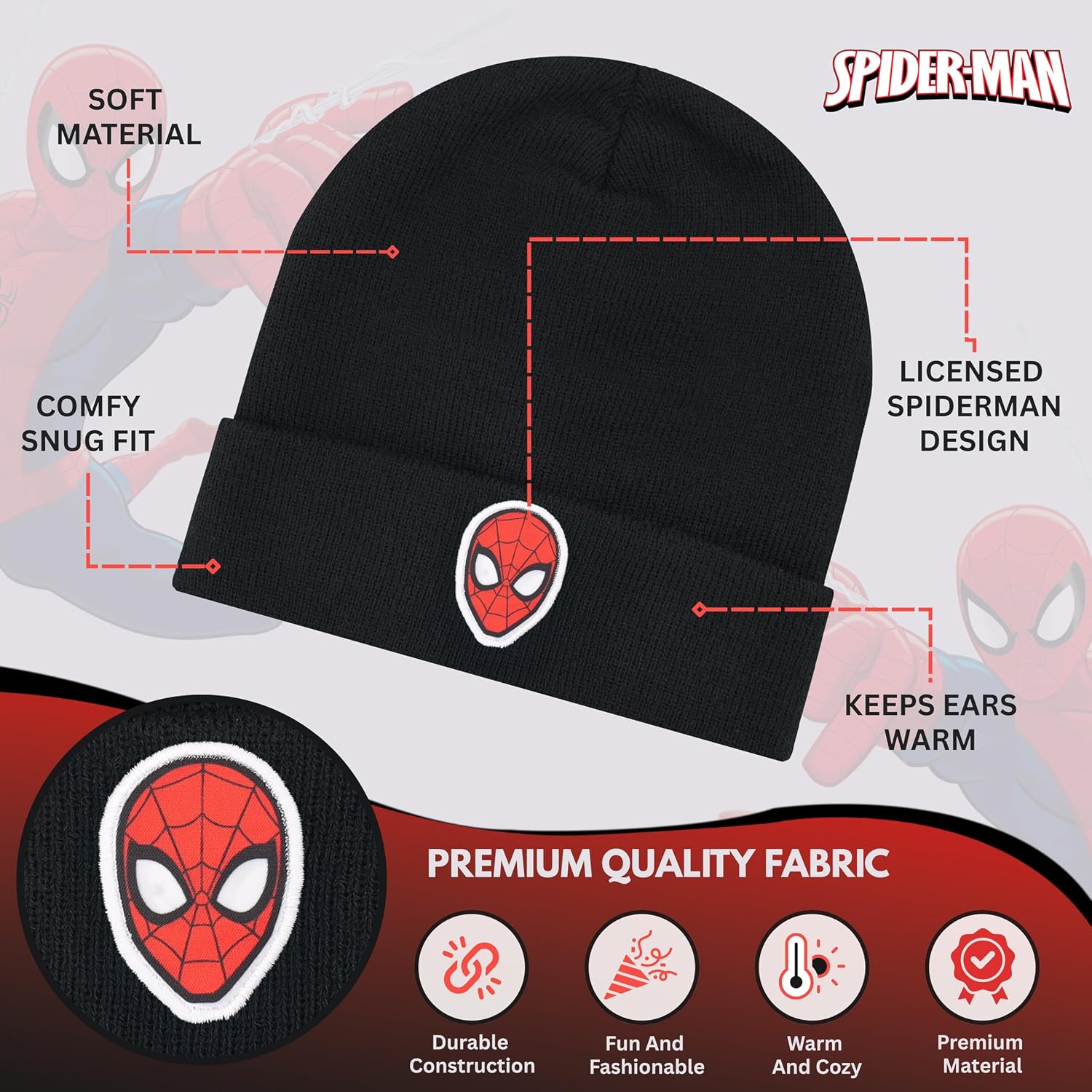 Marvel 2 Pack Spiderman Winter Hat for Boys