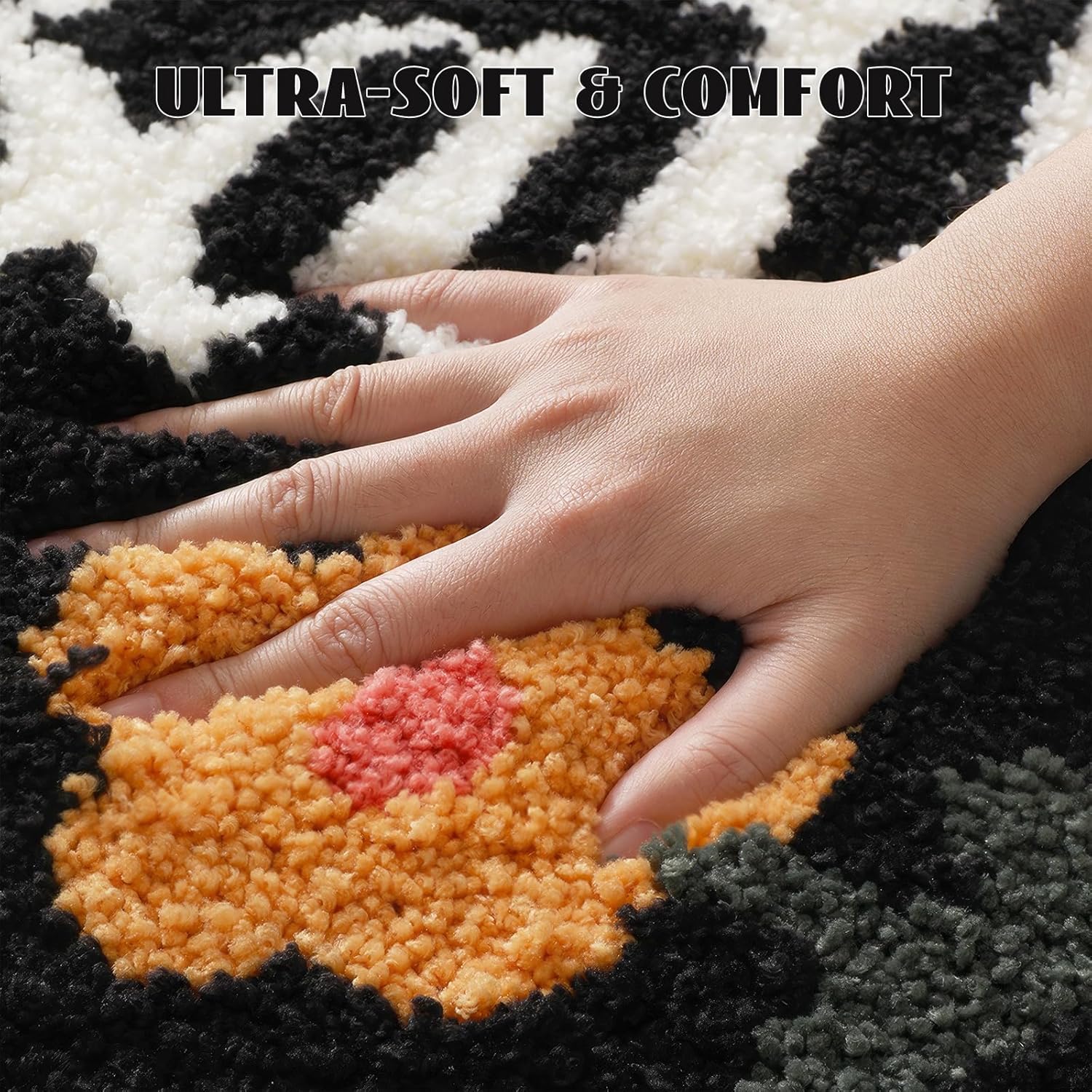 Bath Mat, Cute Flower Bathroom Rugs with Soft Thickened Microfiber, Absorbent Quick Dry Non Slip Bathtub Floor Mat, Machine Washable Plush Shaggy Decor Mat for Bedroom Shower Doorway 20x31 Inch